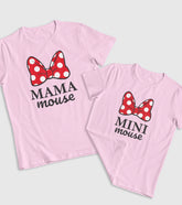 Mama Mouse and Mini Mouse Unisex Half Sleeve T-Shirts (Pack of 2)